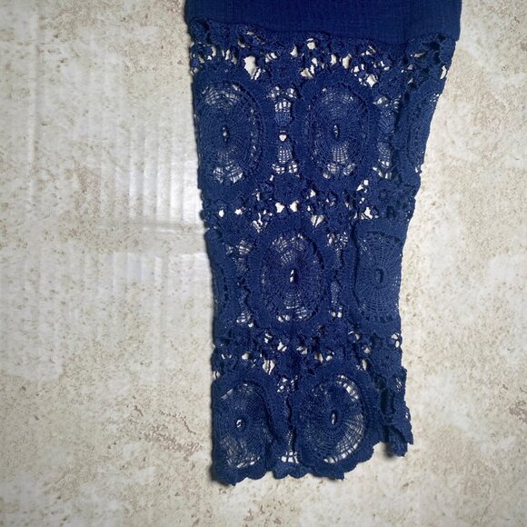 Kancystore Blue Long Sleeve Lace Cuff Top Waffle Knit Button Henley Womens XL - Picture 8 of 8